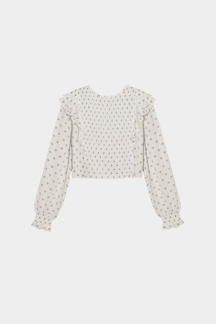 PRINTED GATHERED BLOUSE