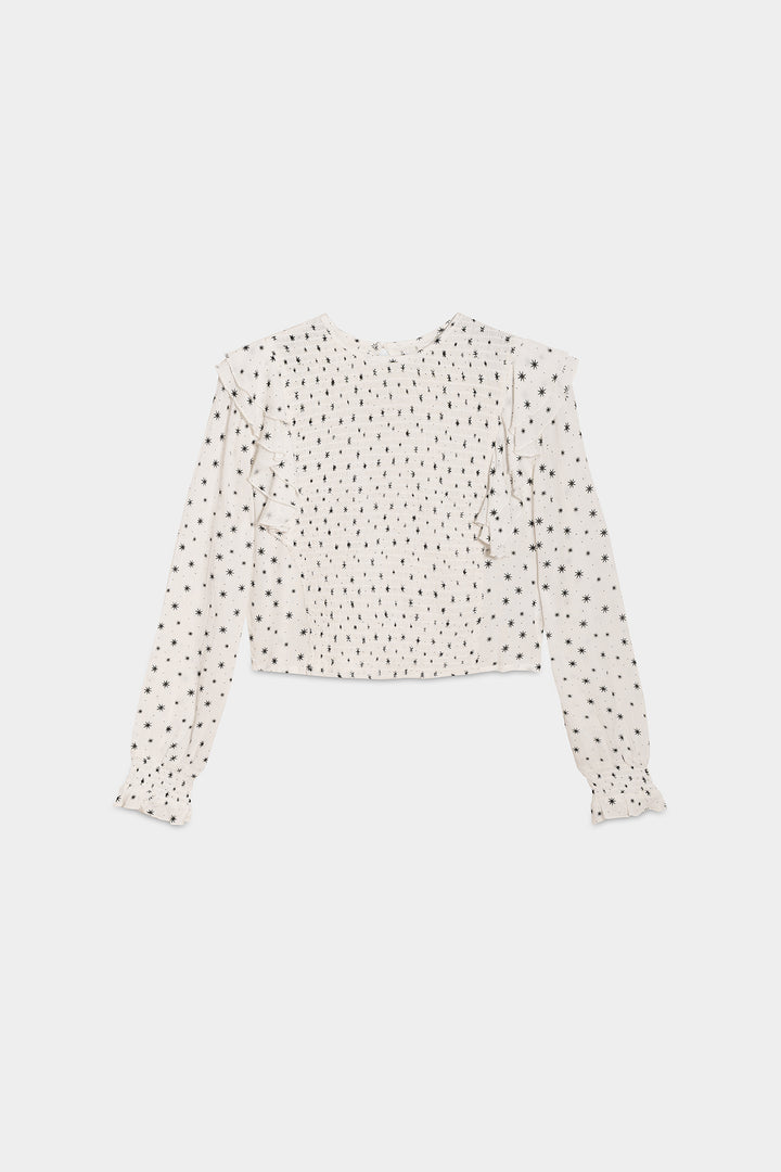 RUFFLED GATHERED BLOUSE