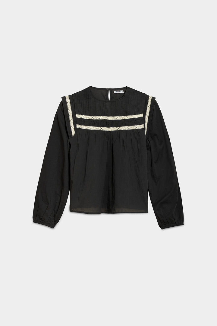 BLOUSE WITH CONTRAST DRAPELETS