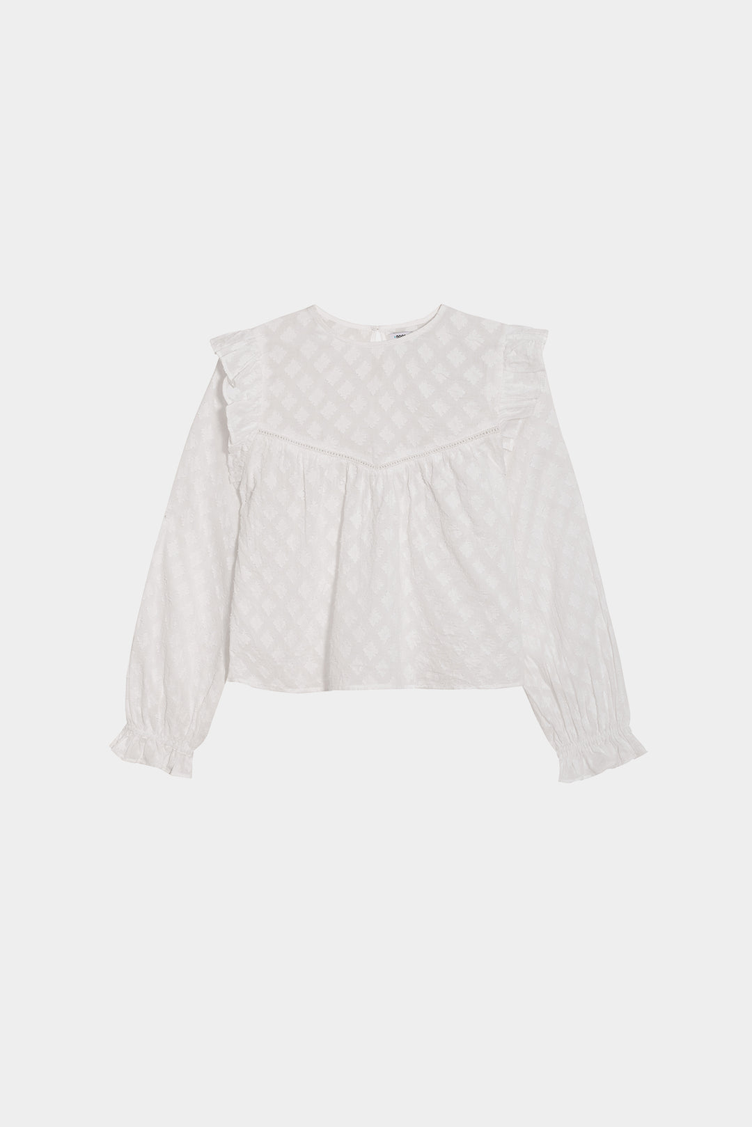 STRUCTURED RUFFLE BLOUSE