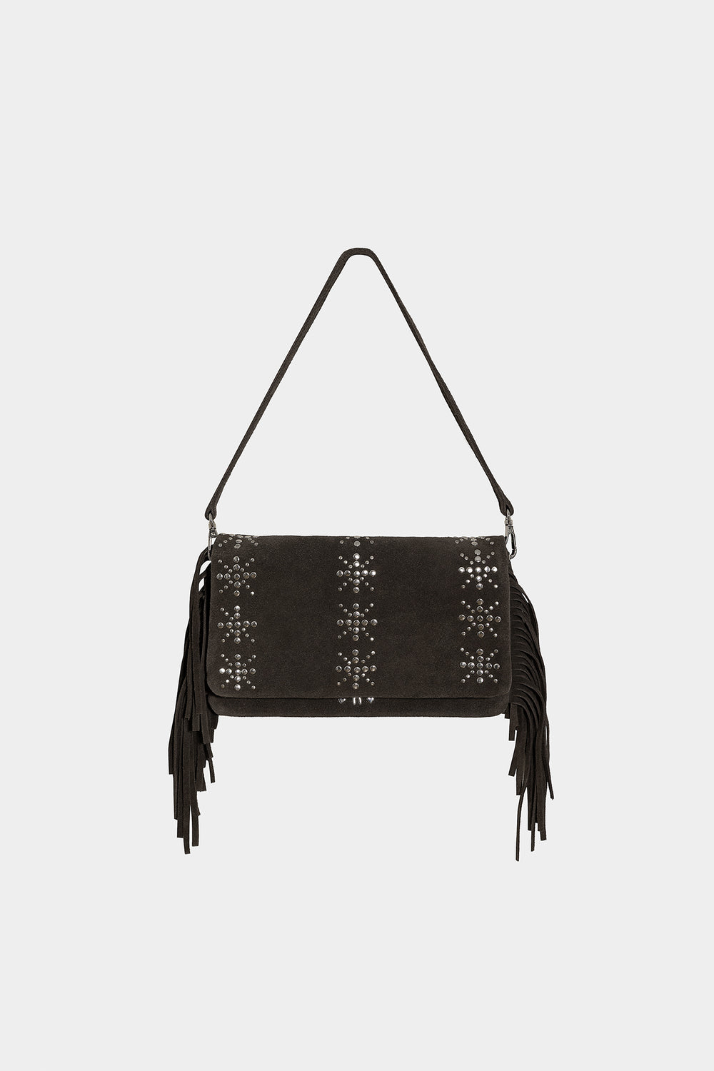 STUDDED FRINGE SHOULDER BAG