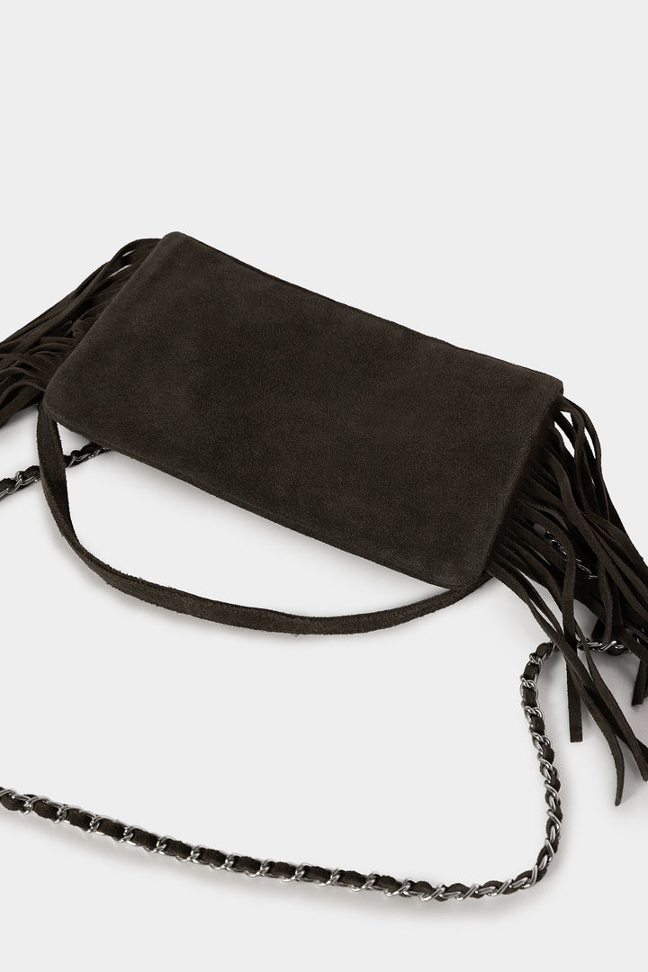 STUDDED FRINGE SHOULDER BAG