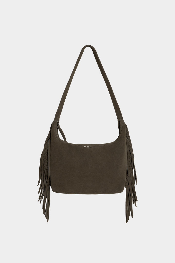 SUEDE FRINGED SHOULDER BAG