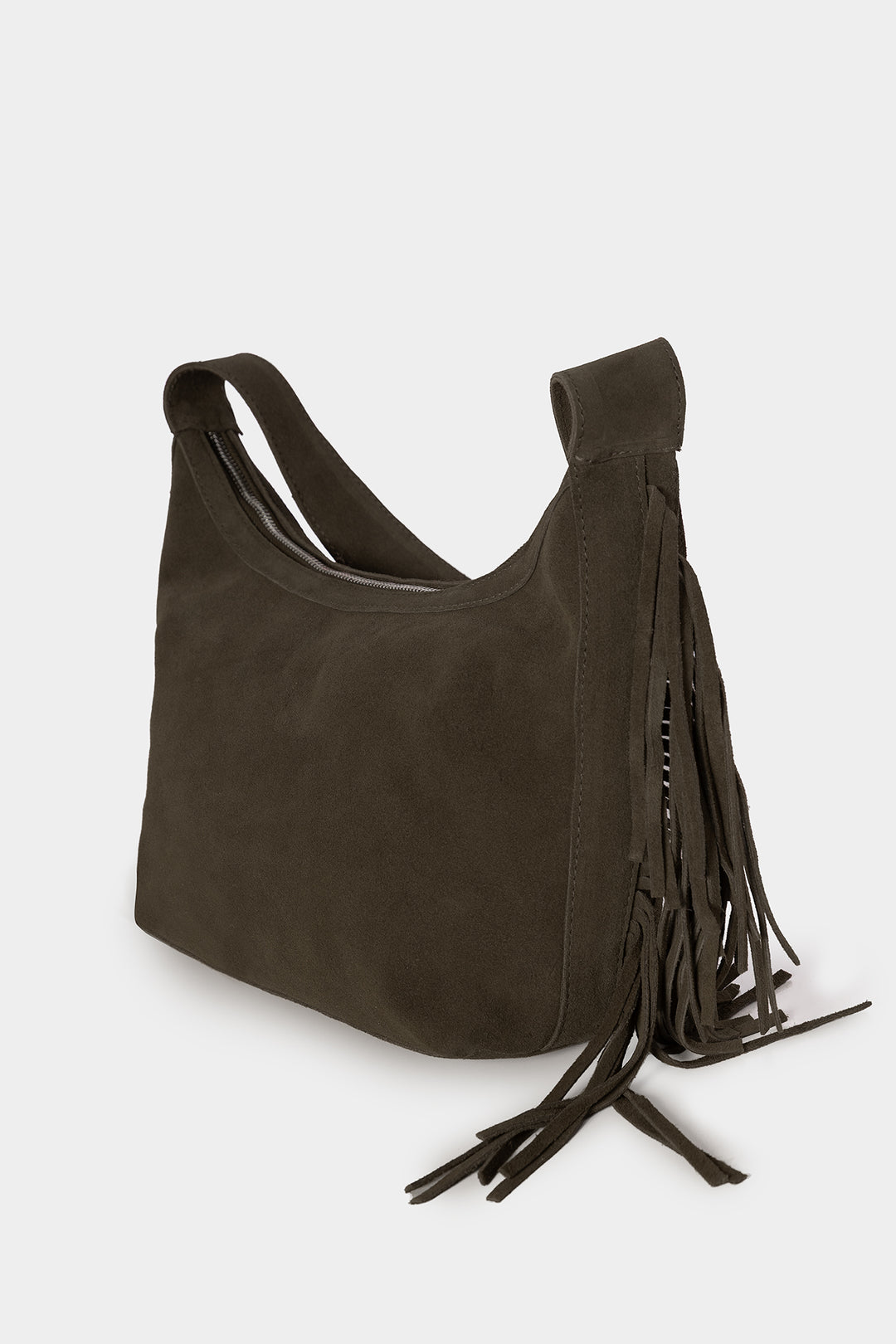 SUEDE FRINGED SHOULDER BAG