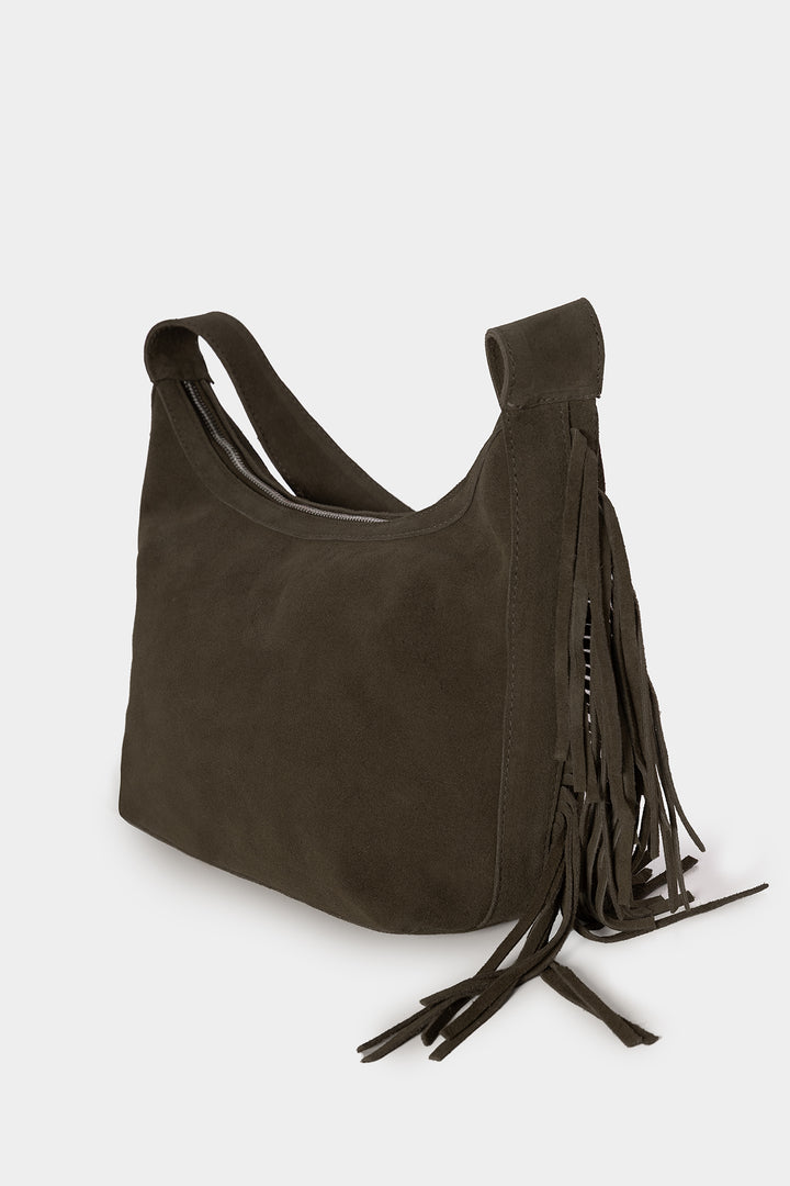 SUEDE FRINGED SHOULDER BAG