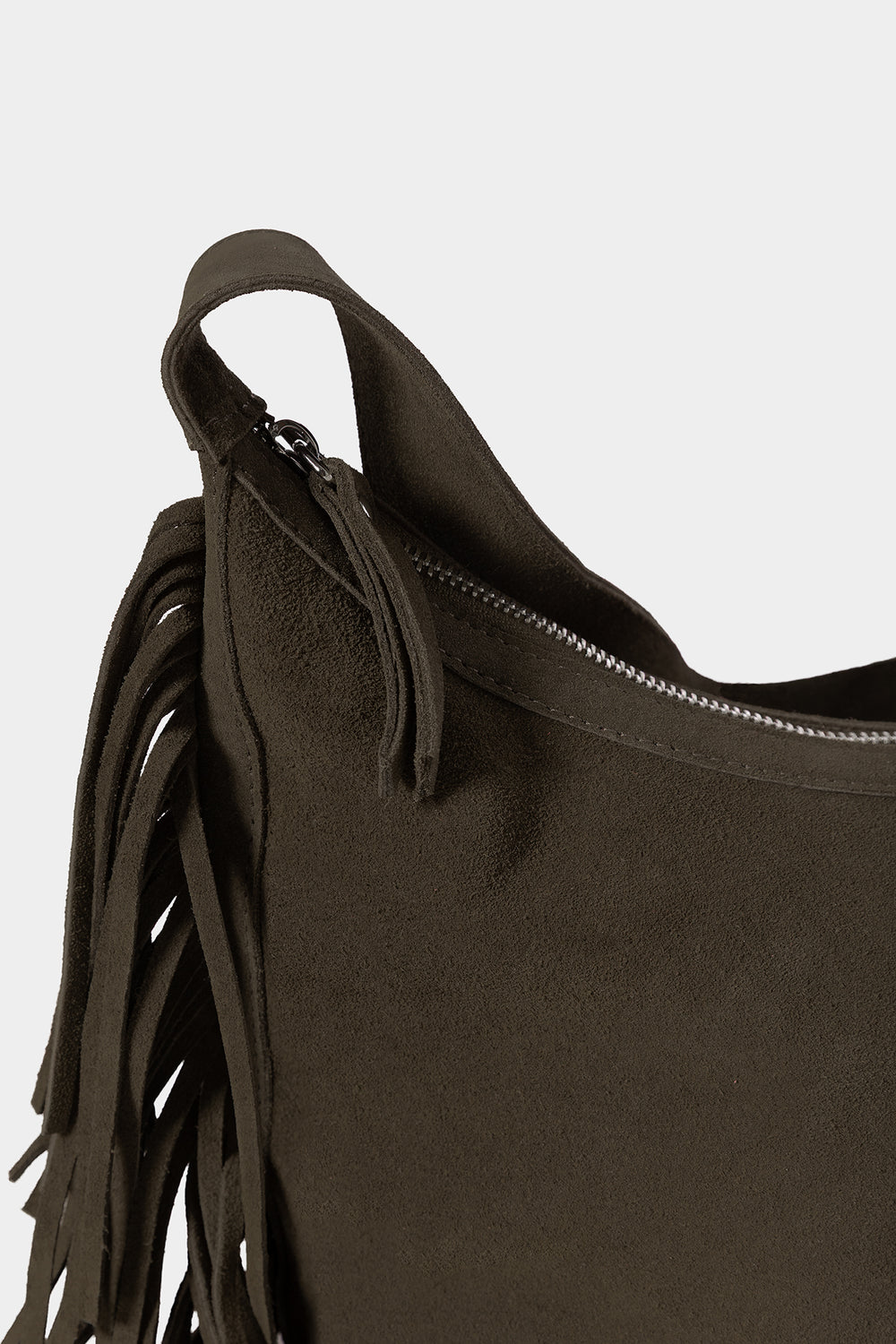 SUEDE FRINGED SHOULDER BAG