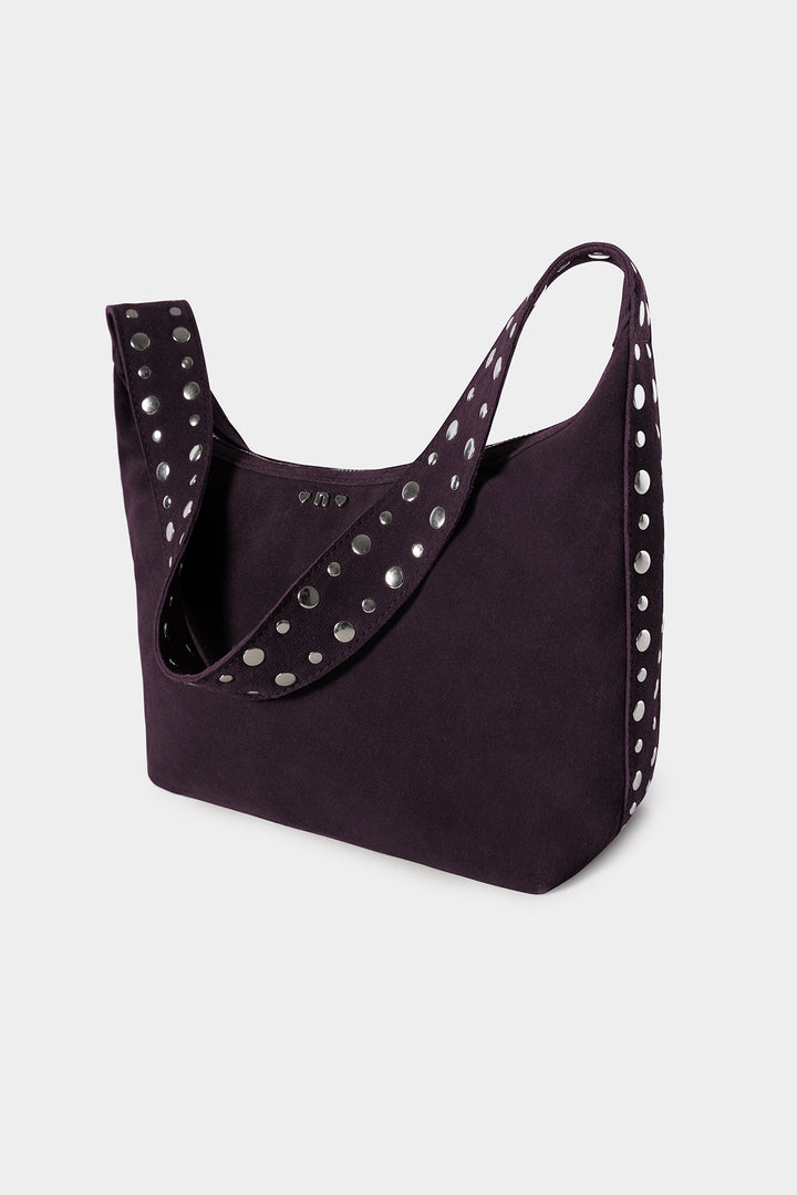 SUEDE STUDDED SHOULDER BAG