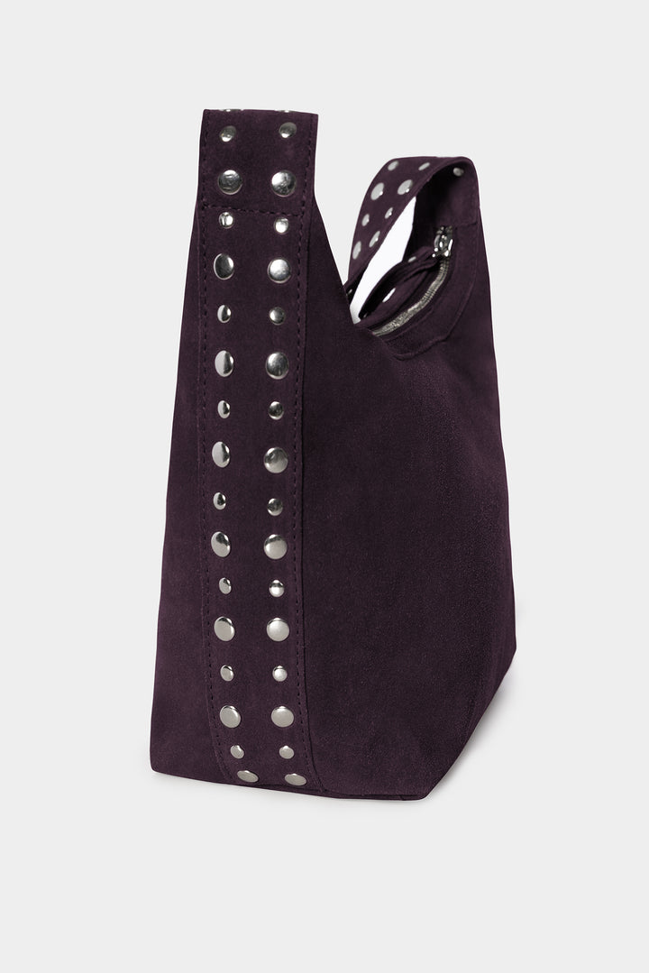 SUEDE STUDDED SHOULDER BAG