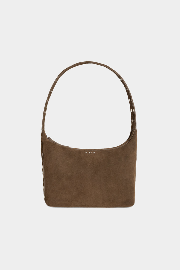 BOLSA DE OMBRO COM TACINHAS DE CAMURÇA