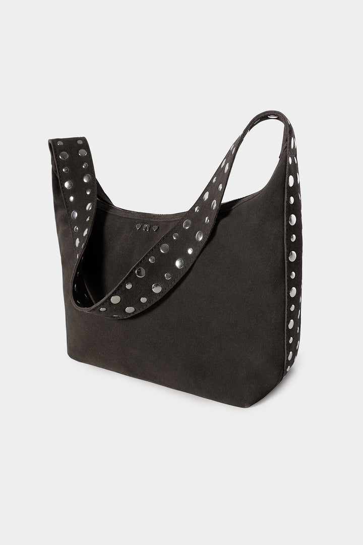 SUEDE STUDDED SHOULDER BAG
