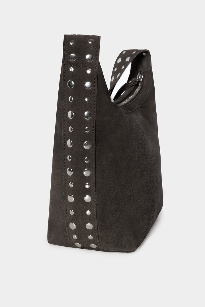 SUEDE STUDDED SHOULDER BAG