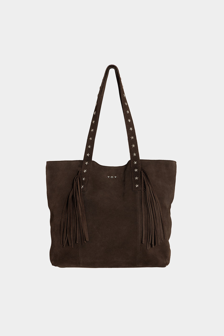 FRINGED LEATHER SHOPPER BAG