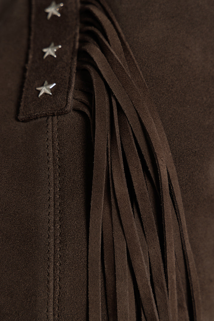 FRINGED LEATHER SHOPPER BAG