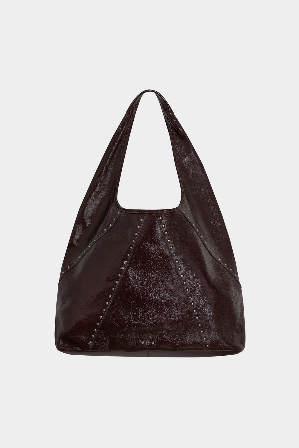 STUDDED LEATHER SHOPPER BAG
