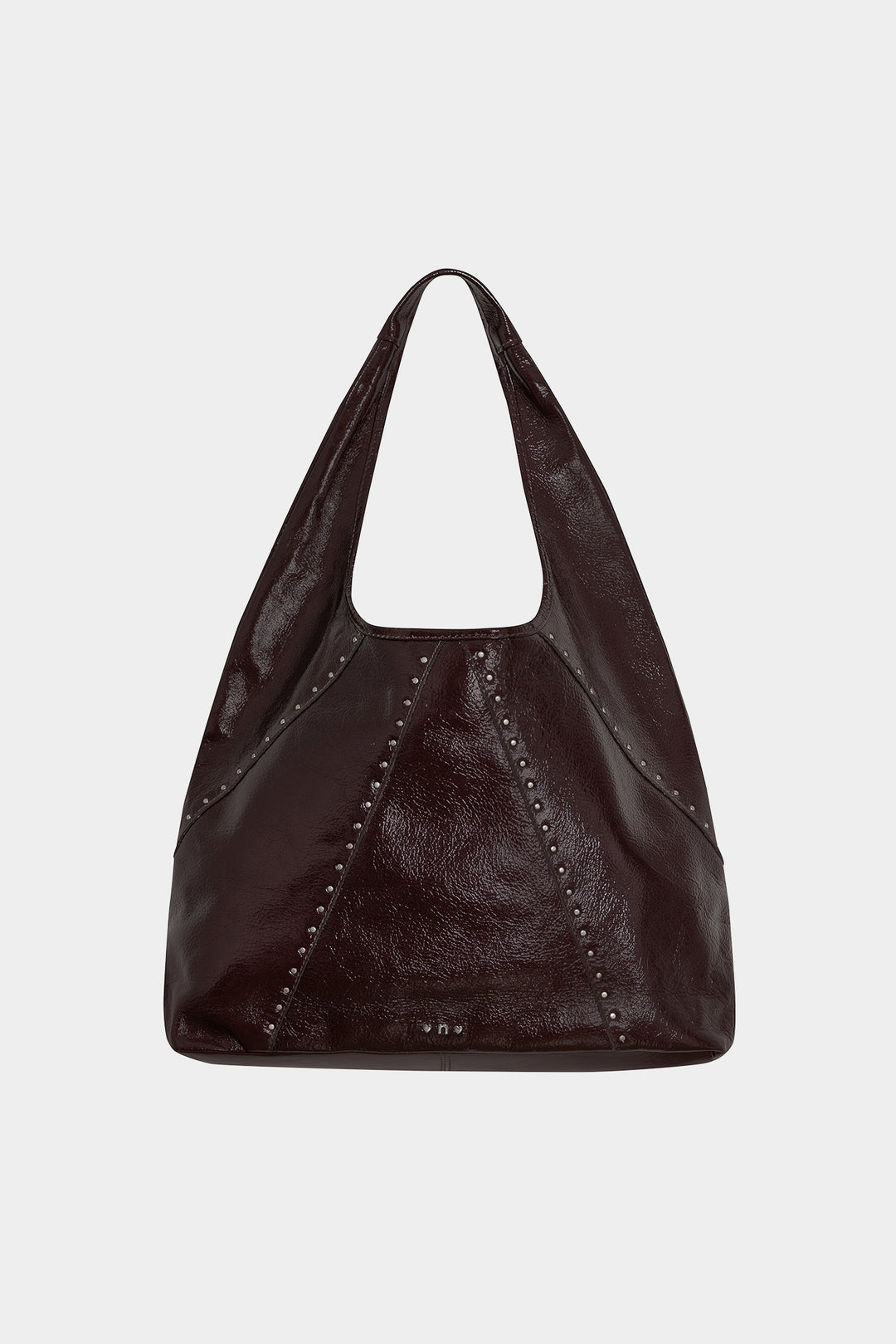 STUDDED LEATHER SHOPPER BAG