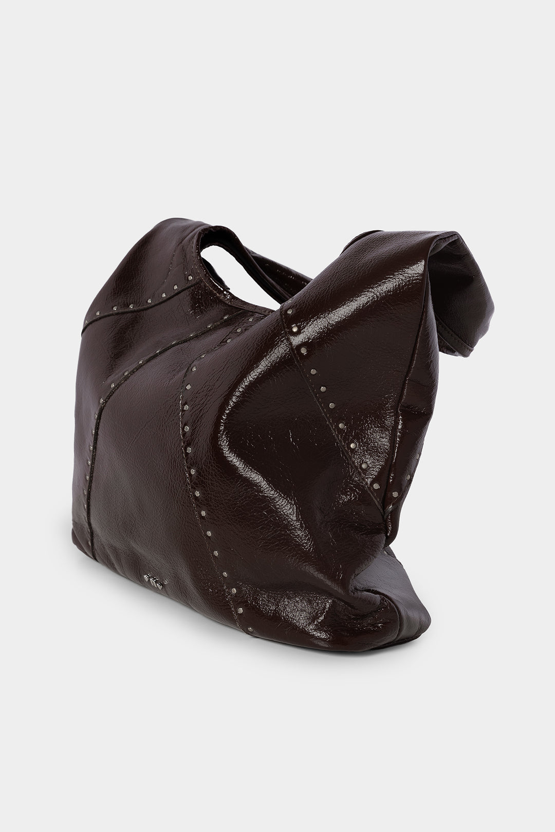 STUDDED LEATHER SHOPPER BAG