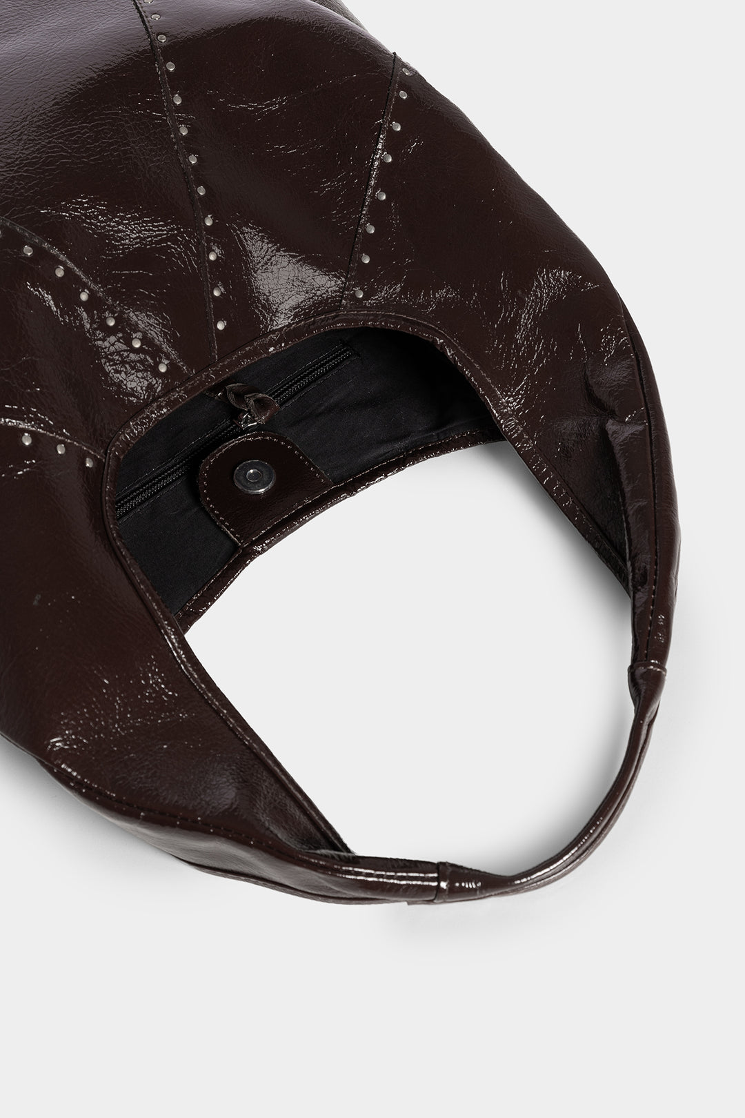 STUDDED LEATHER SHOPPER BAG