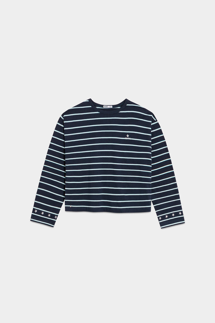 STRIPED T-SHIRT WITH EMBROIDERED STARS