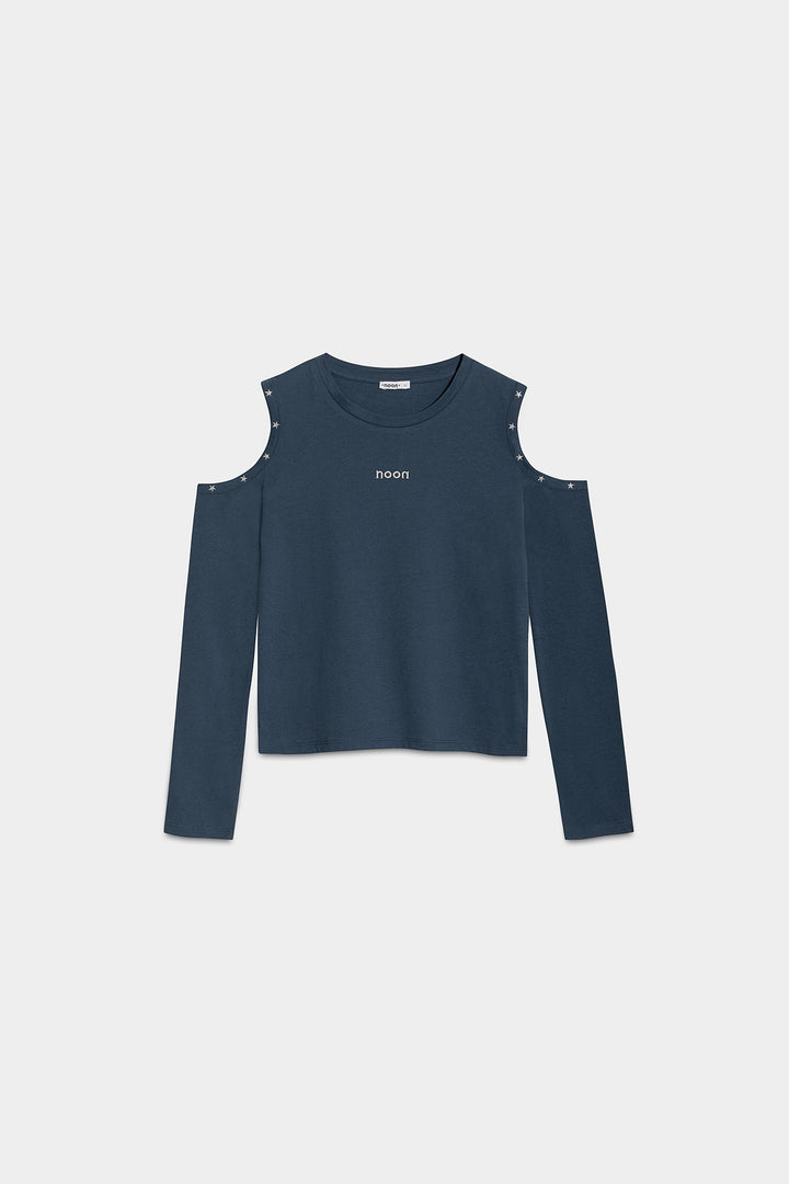 STUDDED T-SHIRT WITH SLIT