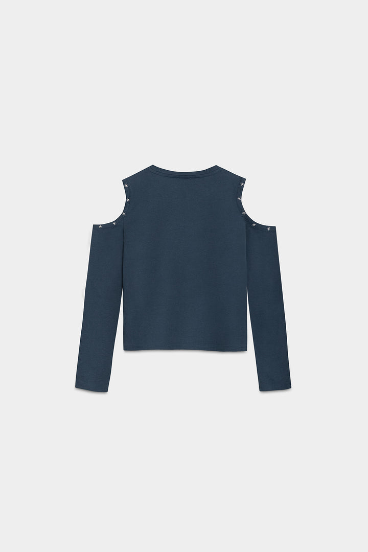 STUDDED T-SHIRT WITH SLIT