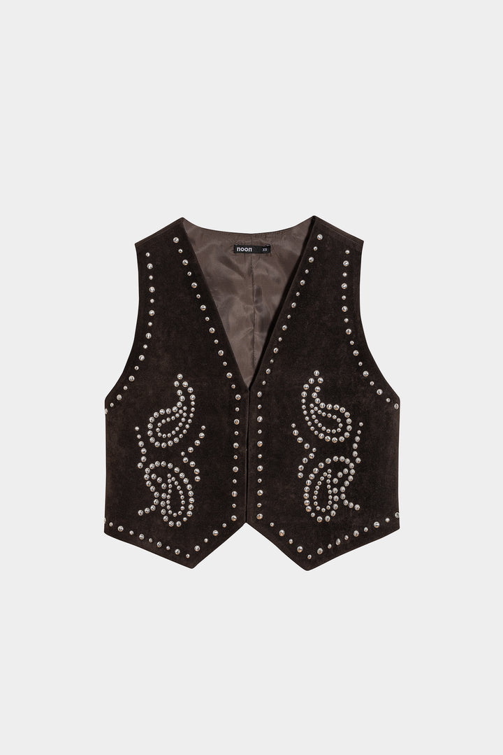 SUEDE EFFECT STUDDED VEST