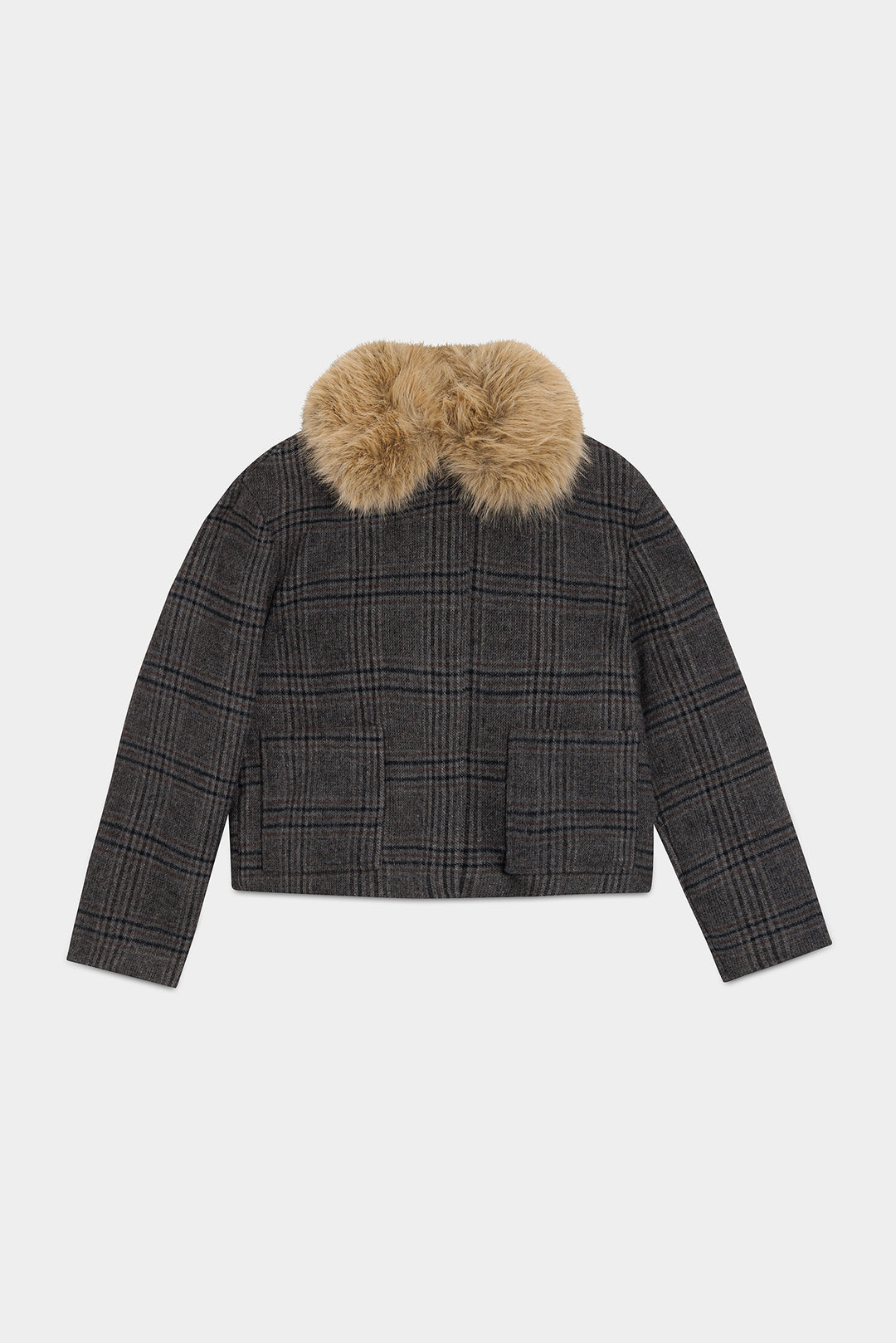 CHAQUETA CUADROS CUELLO PELO