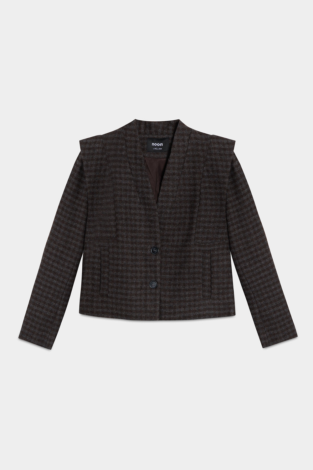 PLAID PADDED-SHOULDER JACKET