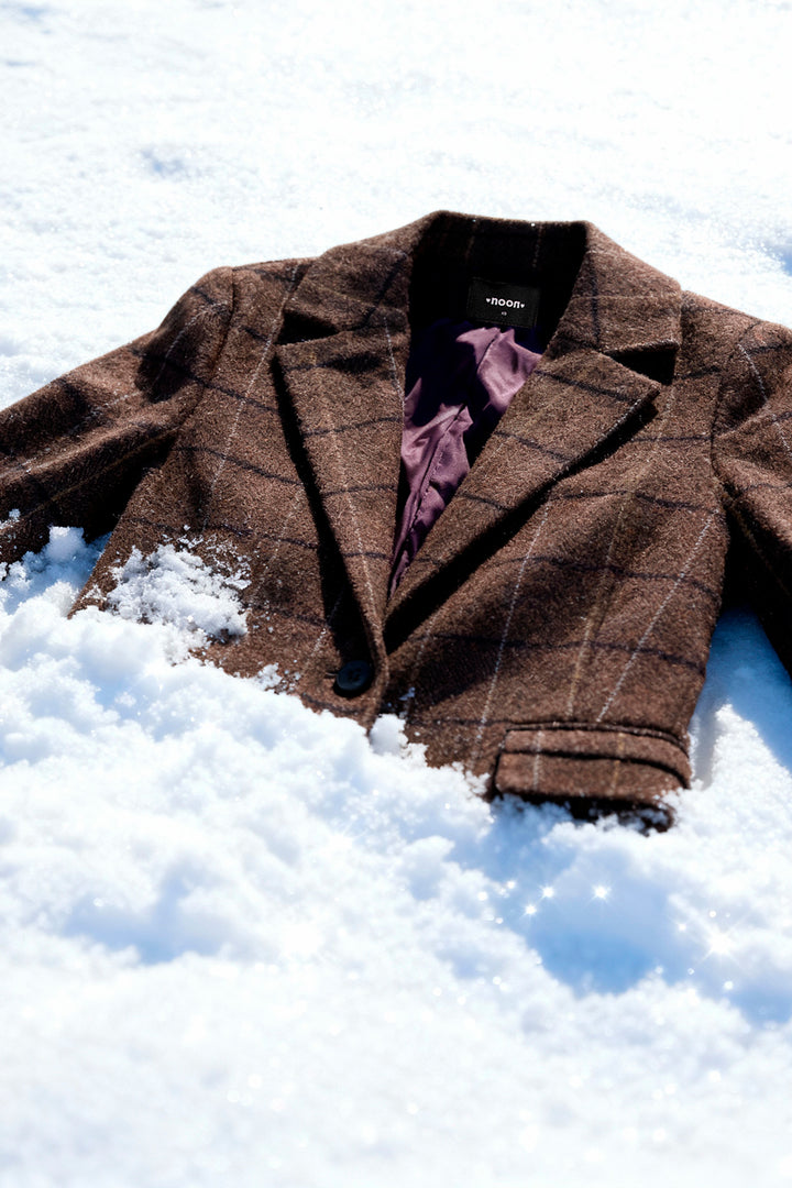 Herringbone Check Blazer with Wool