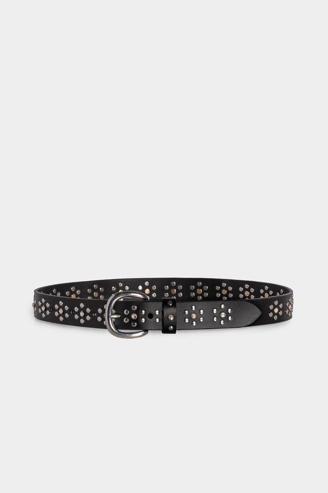 LEATHER BELT WITH FLOWER STUDS