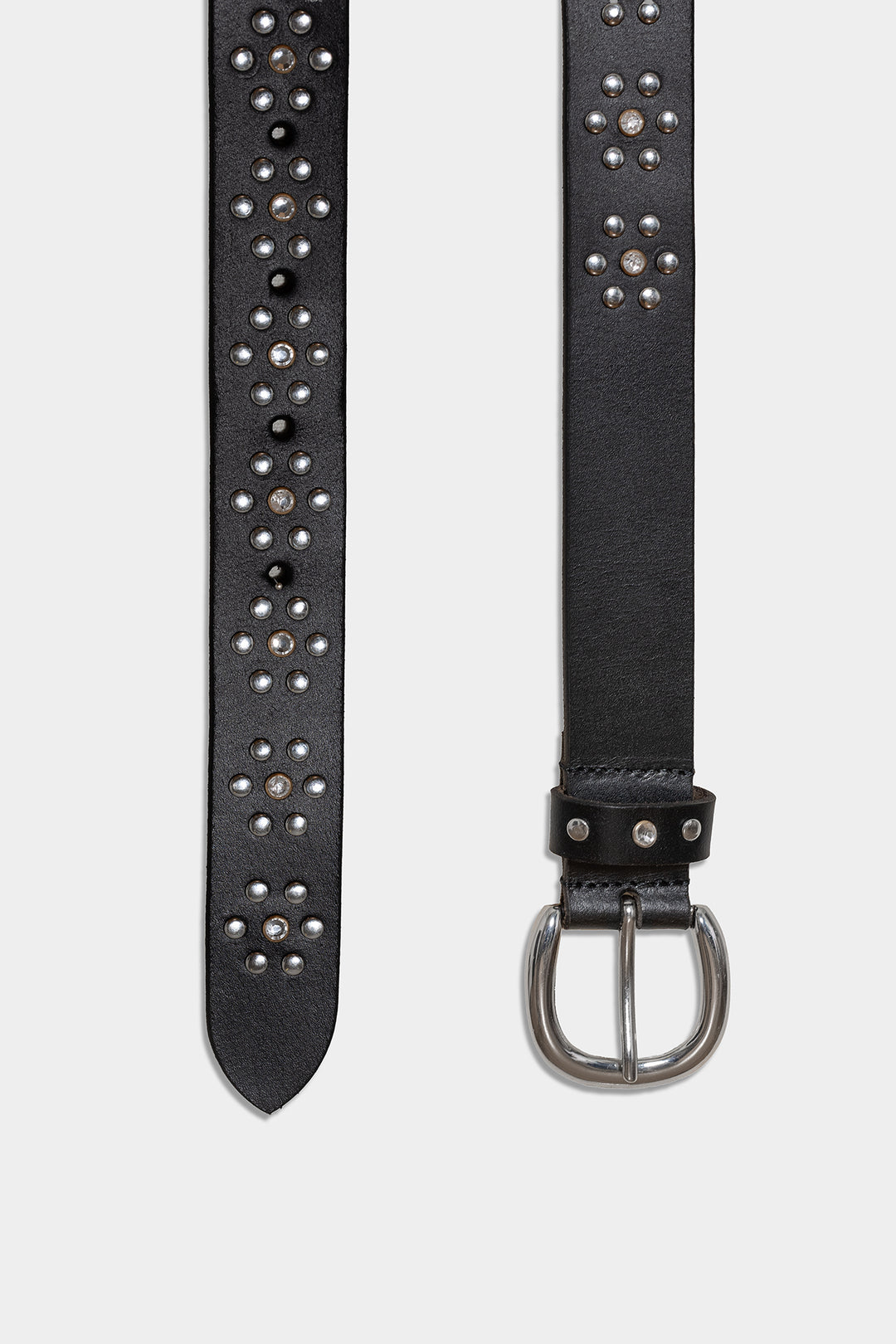 LEATHER BELT WITH FLOWER STUDS