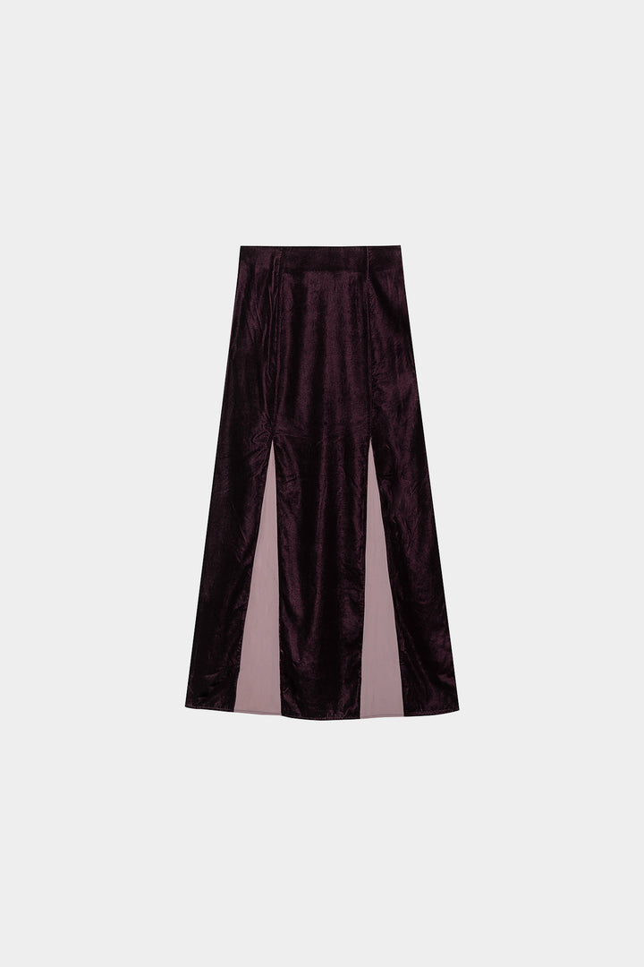 FALDA MIDI GODETS TERCIOPELO CONTRASTE