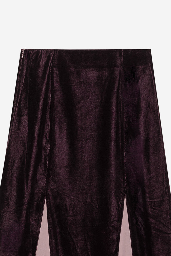 FALDA MIDI GODETS TERCIOPELO CONTRASTE