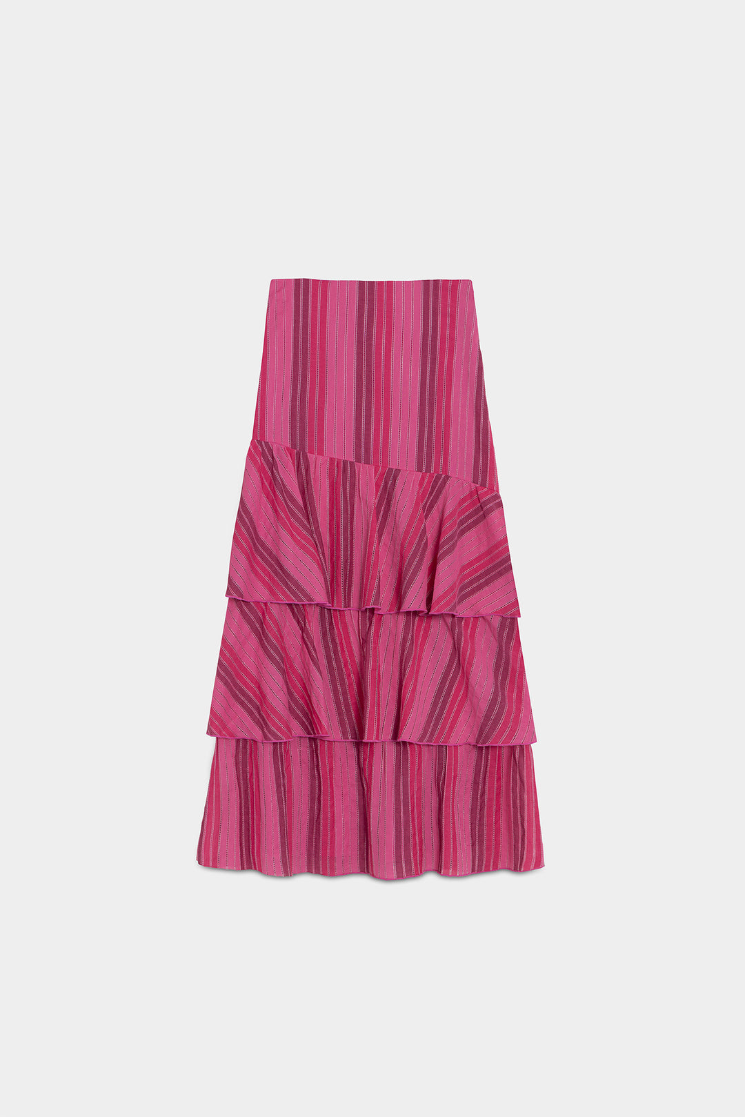 FALDA MIDI VOLANTES RAYAS