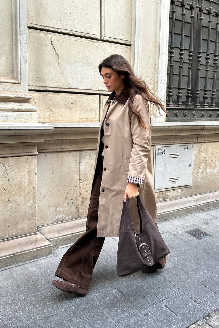 GABARDINA LARGA CUELLO PANA