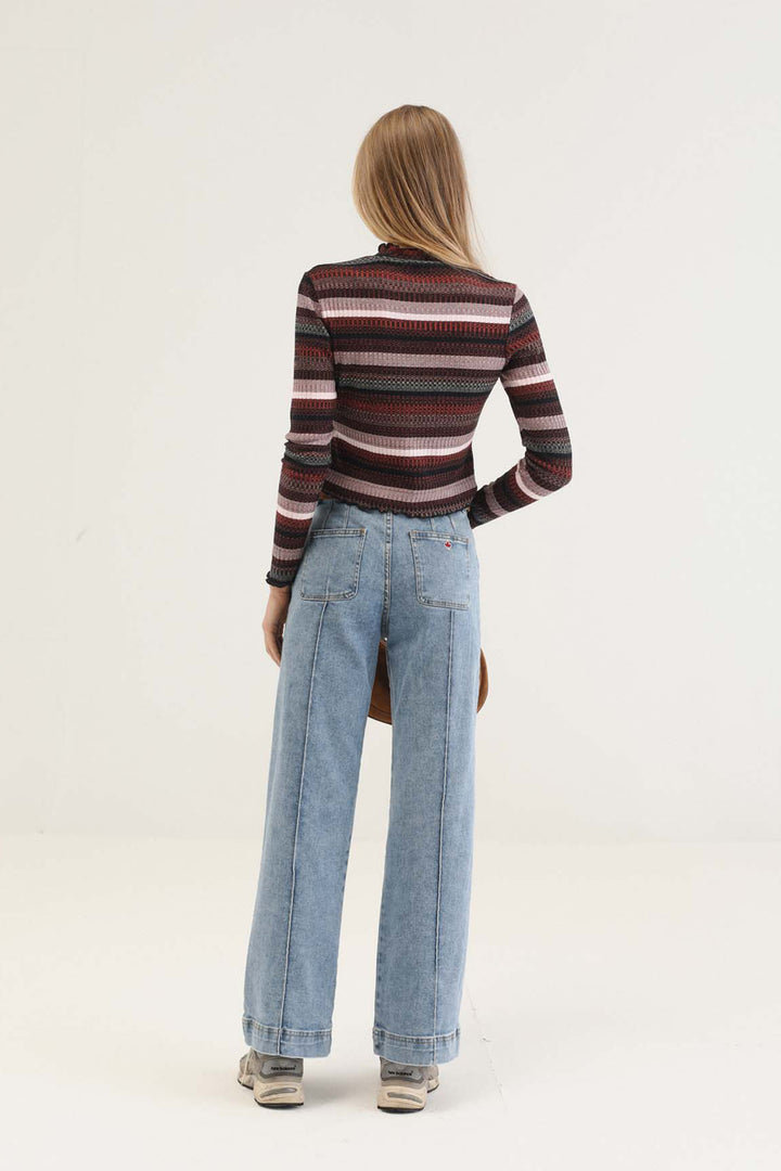 BASIC CULOTTE JEANS WITH DENIM SEAMS