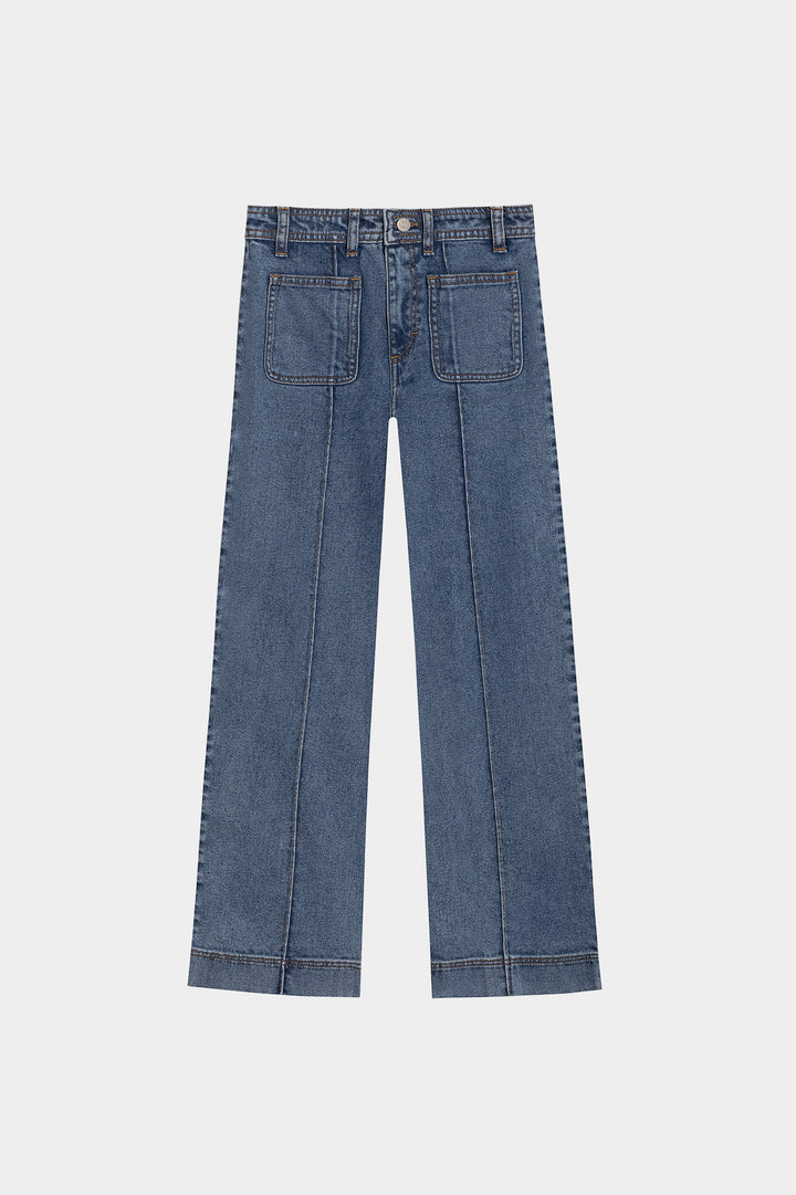 BASIC CULOTTE JEANS WITH DENIM SEAMS