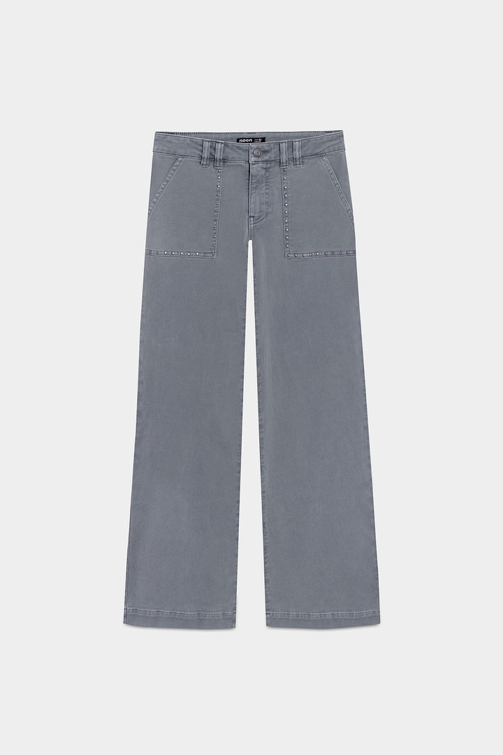 STUDDED POCKET CULOTTE JEANS