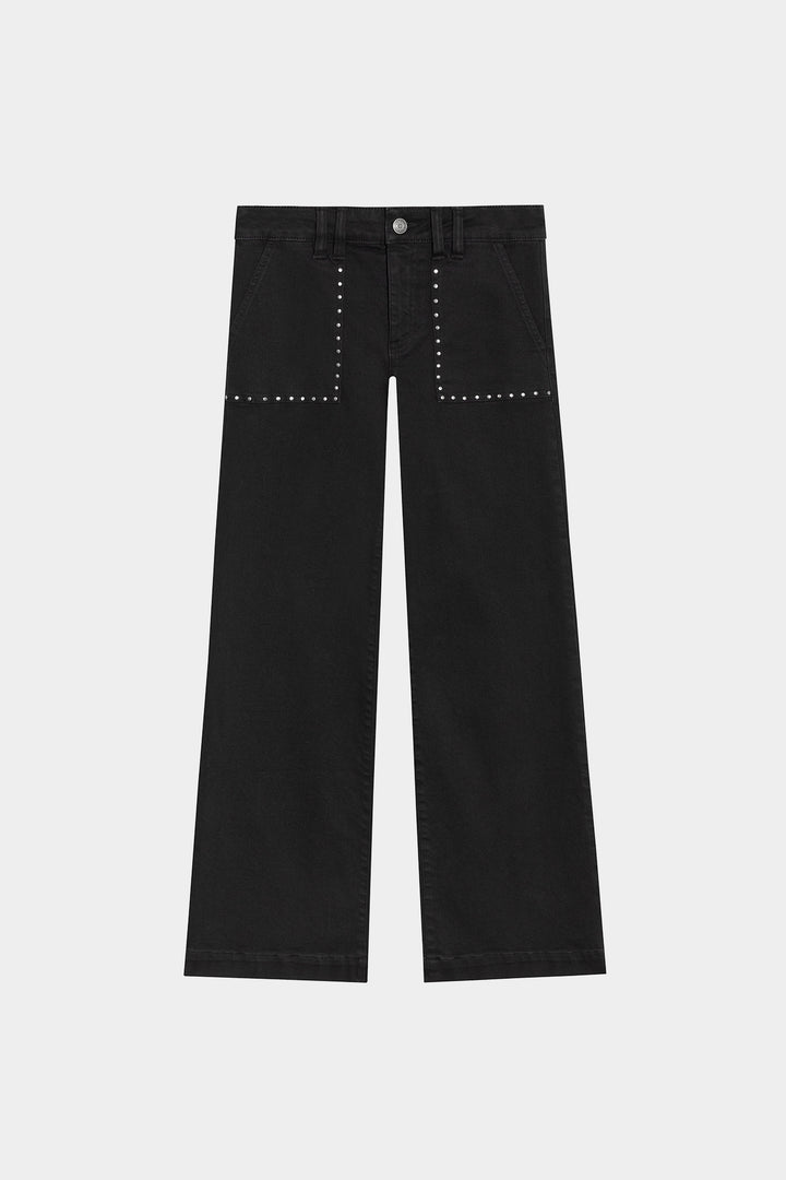 CULOTTE JEANS WITH STUDDED POCKETS