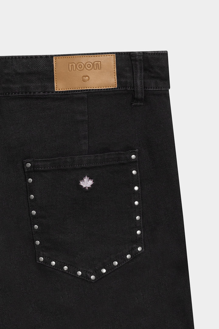 CULOTTE JEANS WITH STUDDED POCKETS