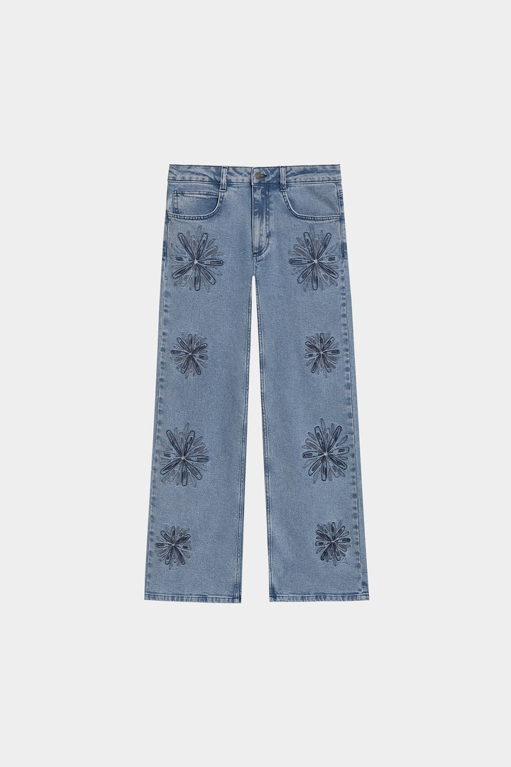 EMBROIDERED FLOWER JEANS