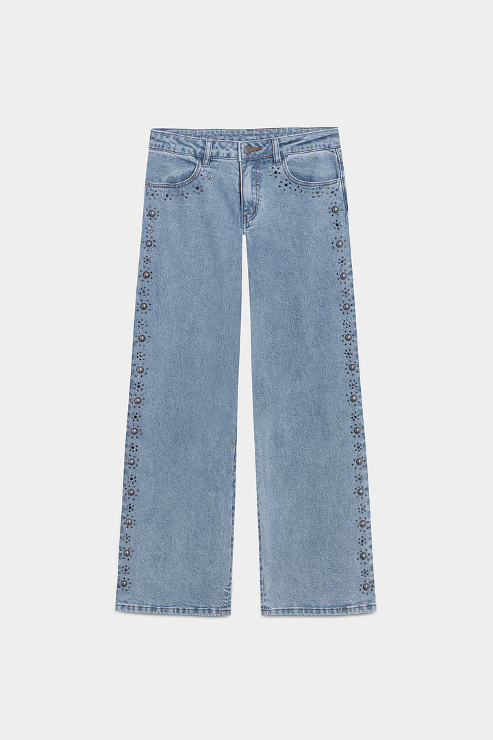 LOW-RISE STRAIGHT JEANS WITH STUDS