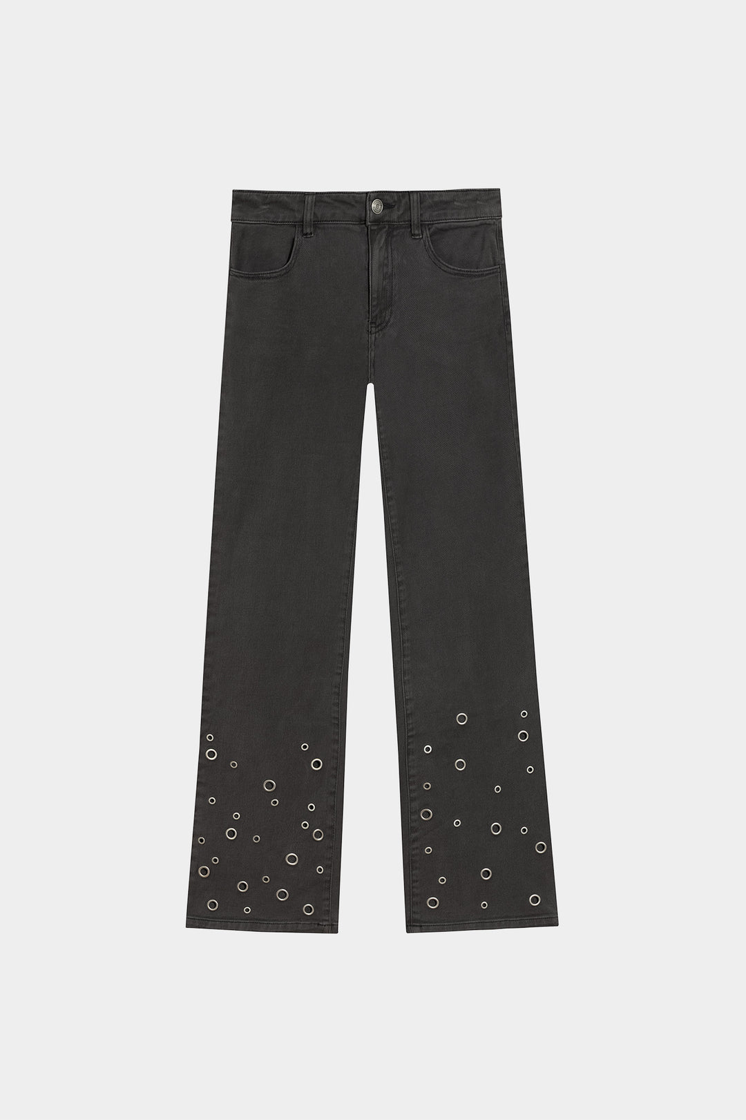 STRAIGHT EYELETS JEANS WITH LOWER ANGLES
