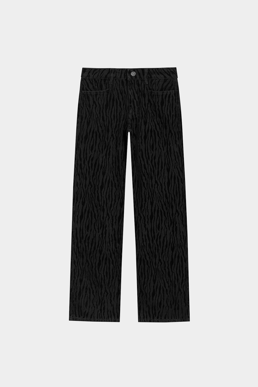 STRAIGHT VELVET PRINTED JEANS