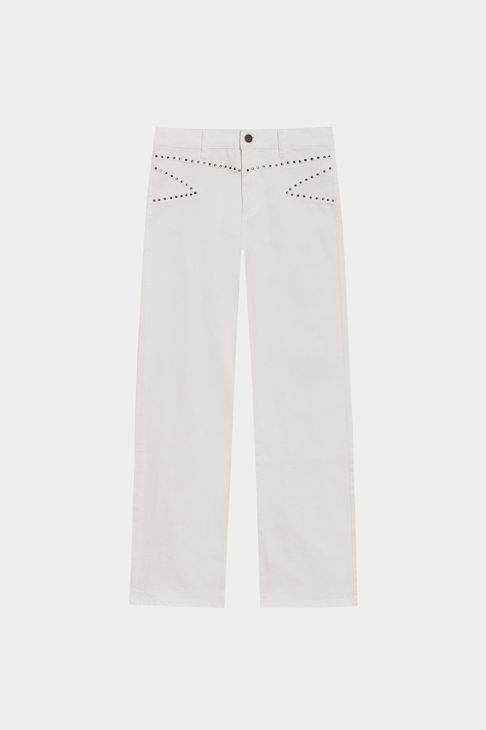STRAIGHT LEG JEANS WITH STUDS AND YOKE