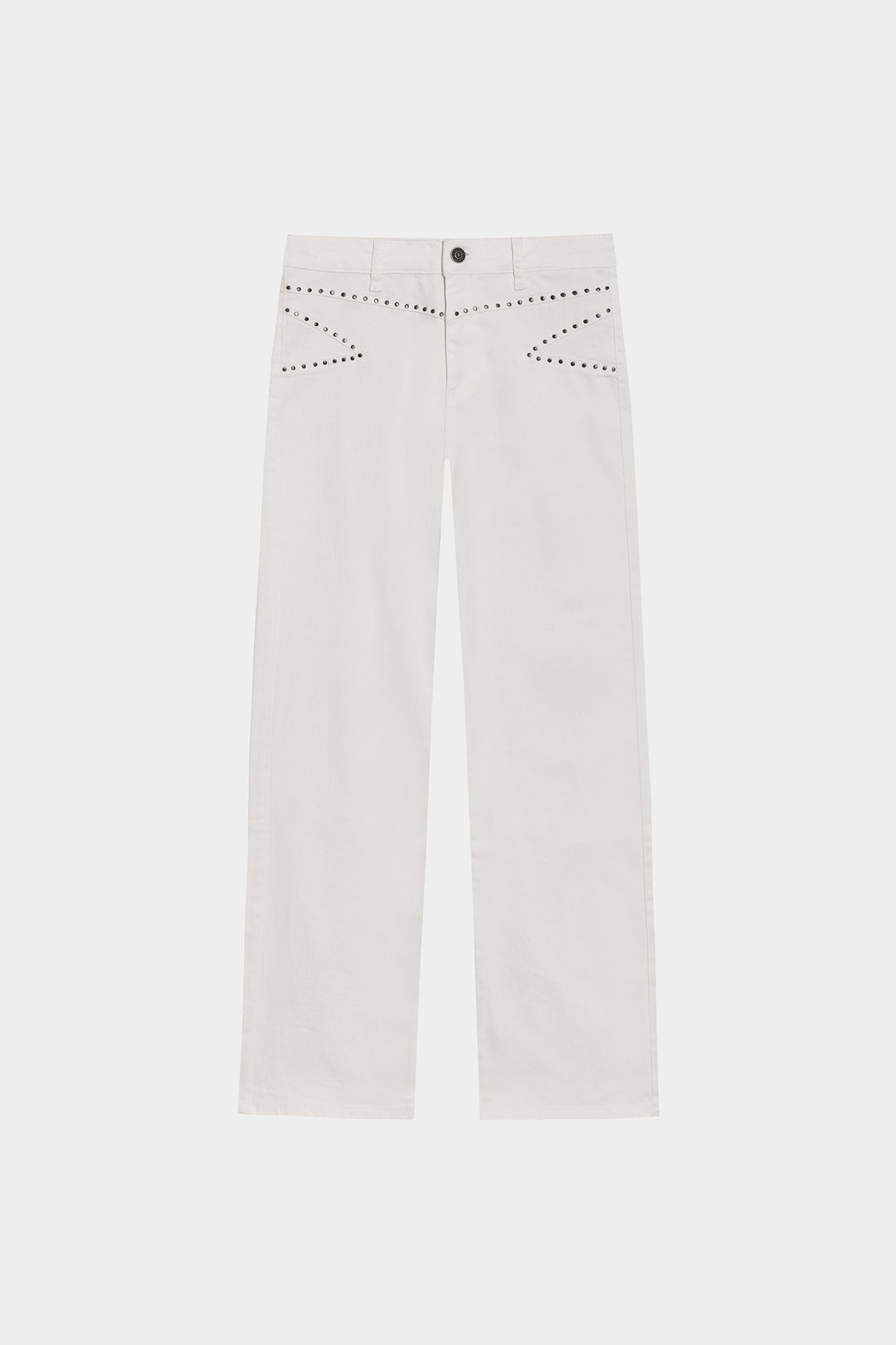 STRAIGHT LEG JEANS WITH STUDS AND YOKE