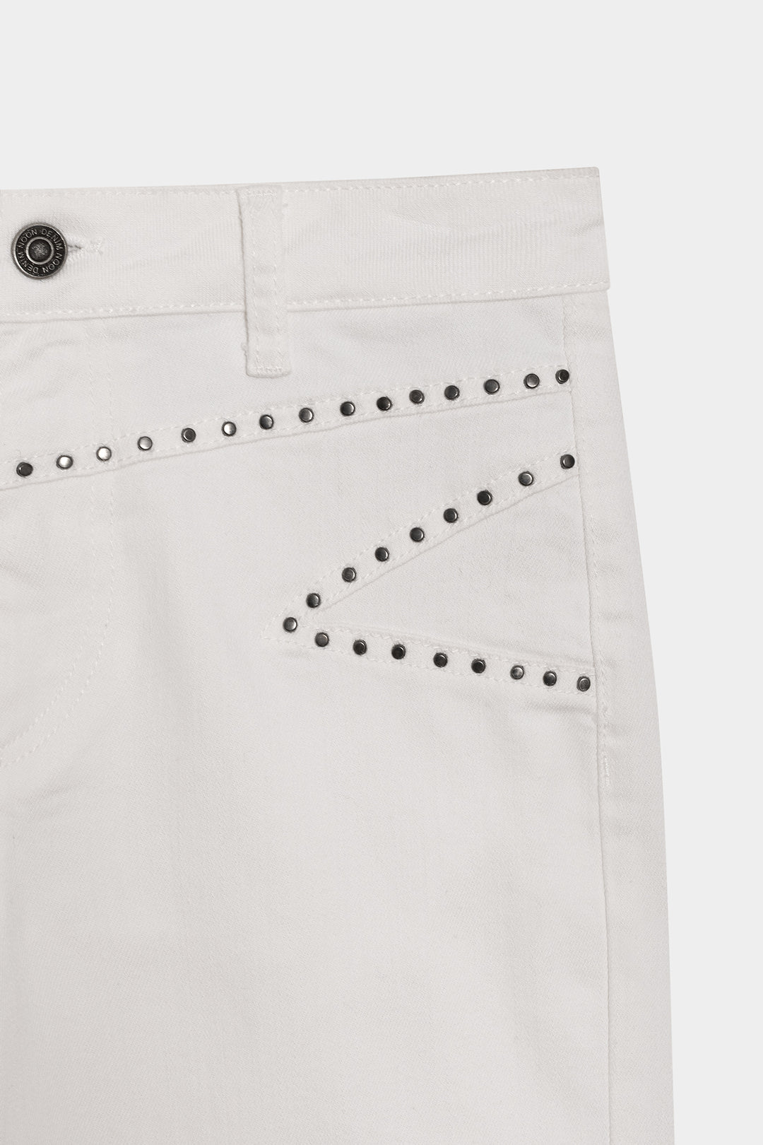 STRAIGHT LEG JEANS WITH STUDS AND YOKE