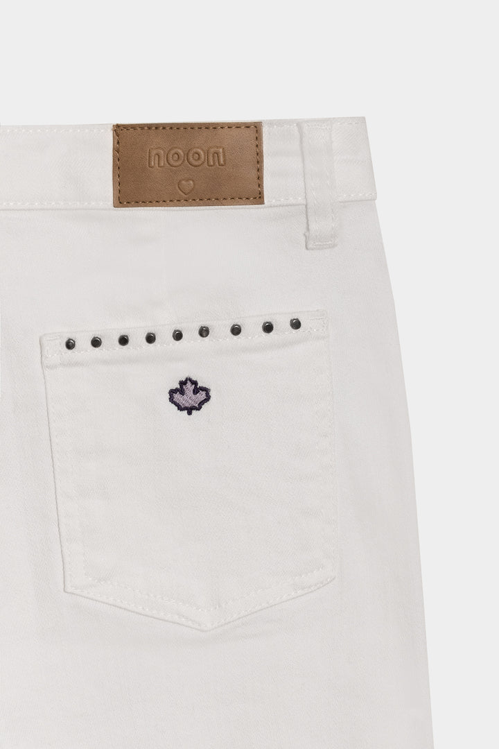 STRAIGHT LEG JEANS WITH STUDS AND YOKE