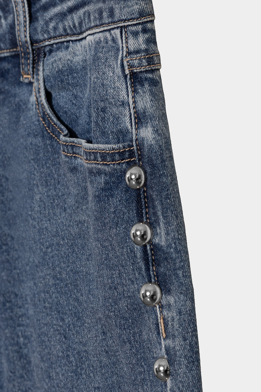 STUDDED MAXI DENIM JEANS