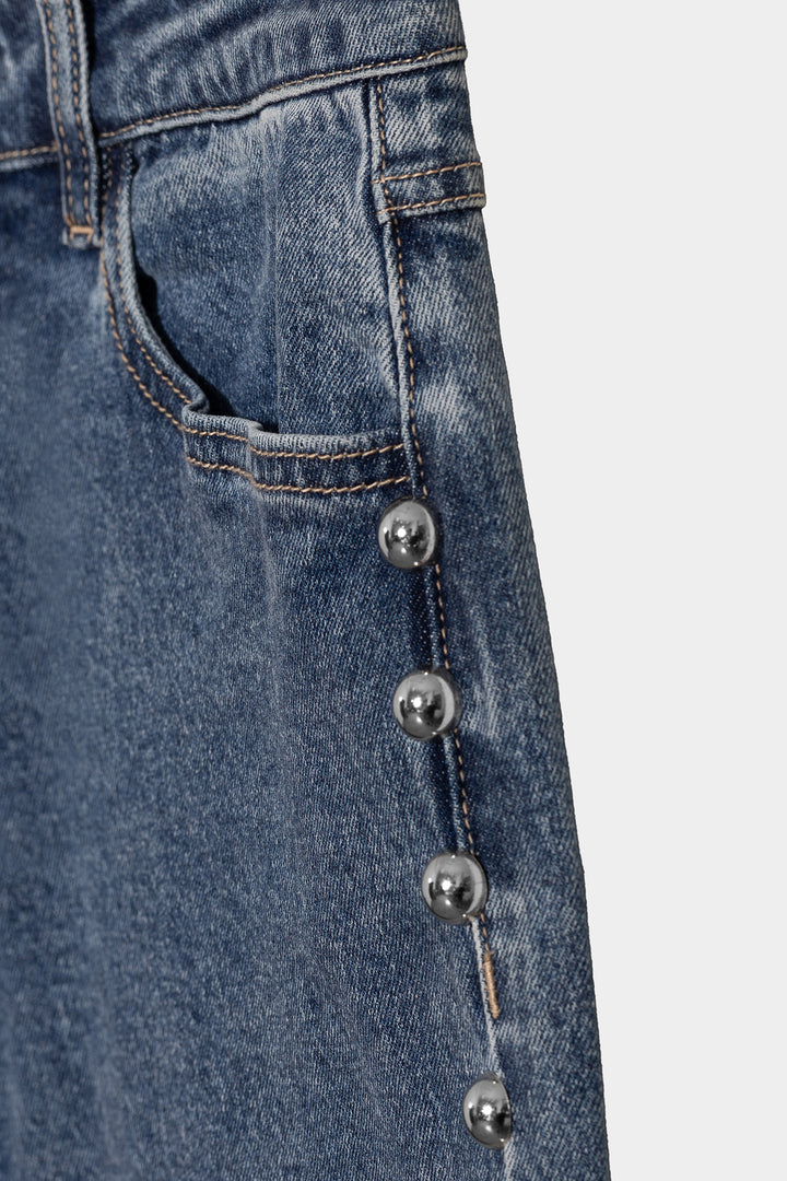 STUDDED MAXI DENIM JEANS