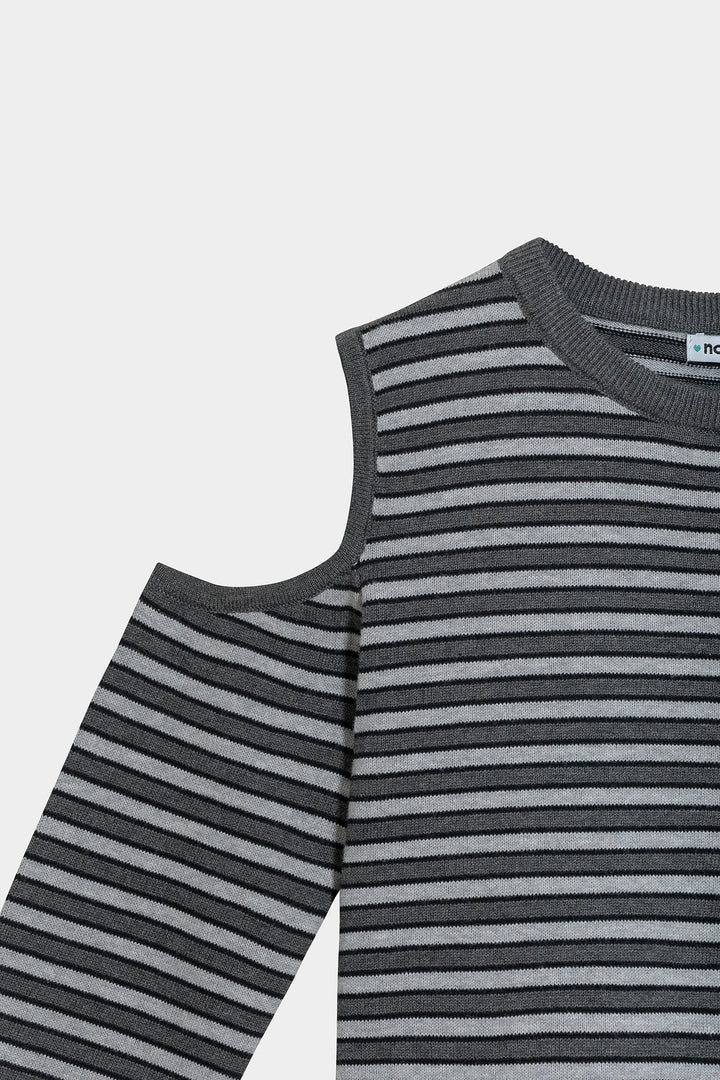 CAMISETA LISTRADA COM OMBRO